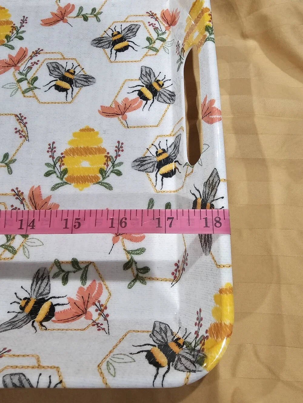Bee & Honeycomb Serving Tray - Yellow, Black, Pink Floral